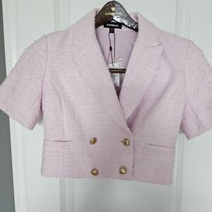 Express Pink Cropped Tweed Jacket
